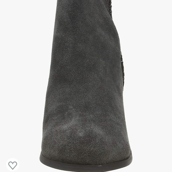 Minnetonka Mari Genuine Suede Charcoal Moccasin Heeled Ankle Booties - Picture 11 of 13